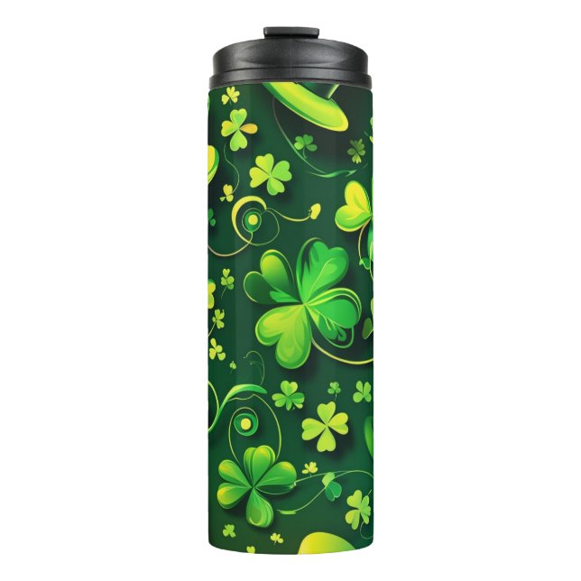 BOUTEILLES ISOTHERMES TONS DE SHAMROCKS CELTIQUES IRLANDAIS VERTS (Devant)