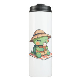 Bouteilles Isothermes Tortue Chibi Mignonne avec Chapeau de Paille en Tr