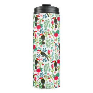Bouteilles Isothermes Toscanes colorées oiseaux tropicaux & fleurs motif