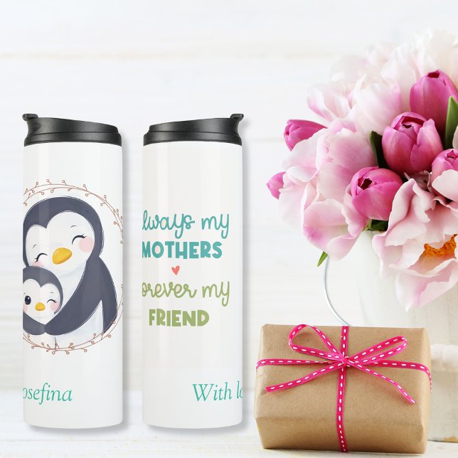 Bouteilles Isothermes Toujours ma mère - maman pingouin et bébé (Always my Mother - Penguin Mum & Baby Thermal Tumbler)