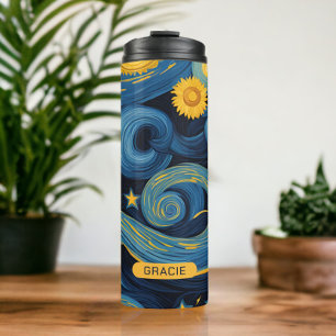 Bouteilles Isothermes Tournesol de nuit moderne Starry Nom personnalisé