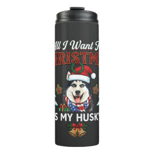 Bouteilles Isothermes Tout ce que Noël veut est un chien husky au chapea