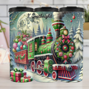 Bouteilles Isothermes Train festif vert rouge Cadeaux au clair de lune