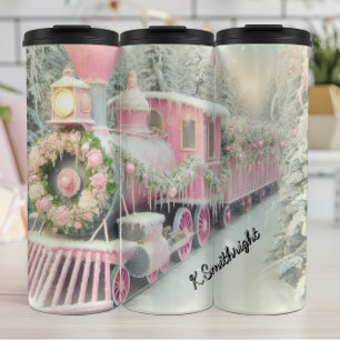 Bouteilles Isothermes Train Rose Floral Wonderland d'Hiver