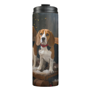 Bouteilles Isothermes Traîneau de Noël enneigé de Beagle Décorations de