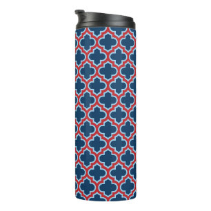 Bouteilles Isothermes Trellis marocain bleu et rouge, treillis, Quatrefo