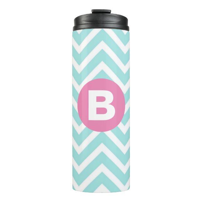 Bouteilles Isothermes Trendy Light Blue Chevron Pink Monogram (Devant)