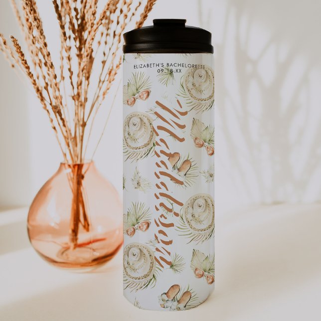 Bouteilles Isothermes Tribu des mariées de plage tropicale | Monogramme  (Créateur téléchargé)