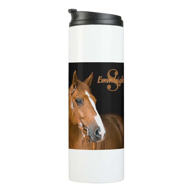 Bouteilles Isothermes Trimestre Brown Horse Photo Monogramme Nom initial (Tourné sur la droite)