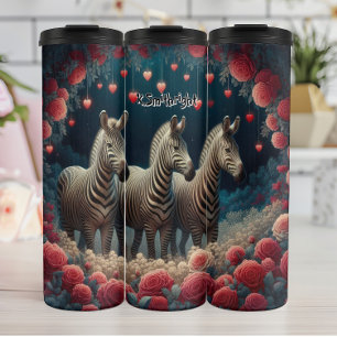 Bouteilles Isothermes Trois zèbres dans un jardin Rose