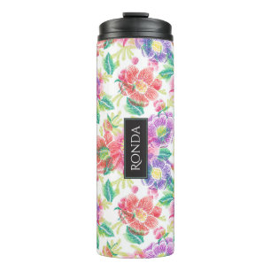 Bouteilles Isothermes Tropcal Flowers Colorful Modern Watercolors