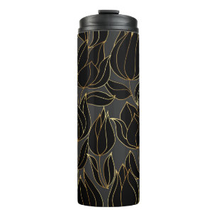 Bouteilles Isothermes Tulipes d'or noir : modèle floral de luxe