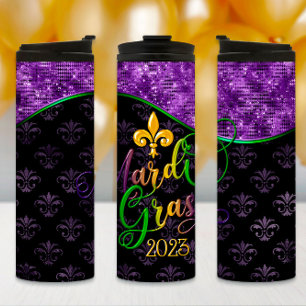 Bouteilles Isothermes Tumbler Mardi Gras, Mardi Gras 2023 Design Violet