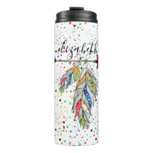 Bouteilles Isothermes Tumbler thermique à flèche et plumes personnalisée