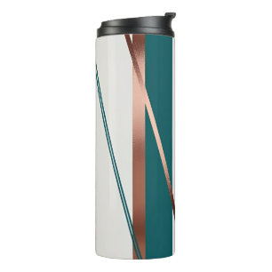 Bouteilles Isothermes Tumbler thermique moderne rayé sarcelle et cuivre