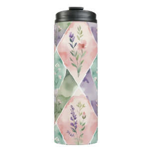 Bouteilles Isothermes Tumbler Thermique Patchwork Floral Aquarelle Paste