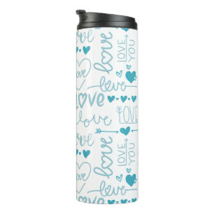 Bouteilles Isothermes Turquoise Amour Moderne et Cœurs