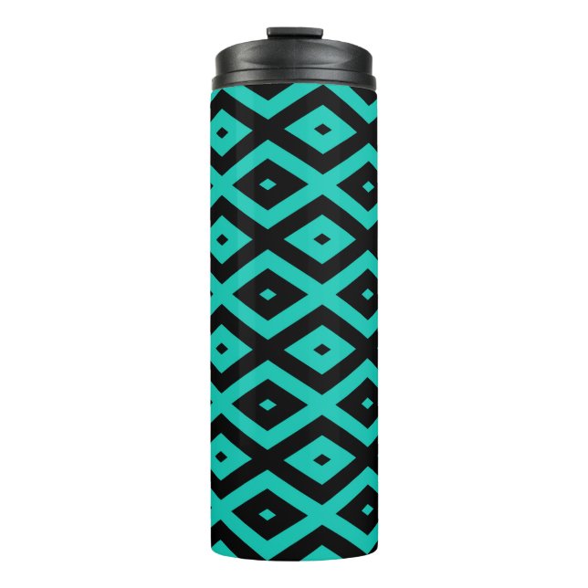 Bouteilles Isothermes Turquoise and black diamond pattern (Devant)