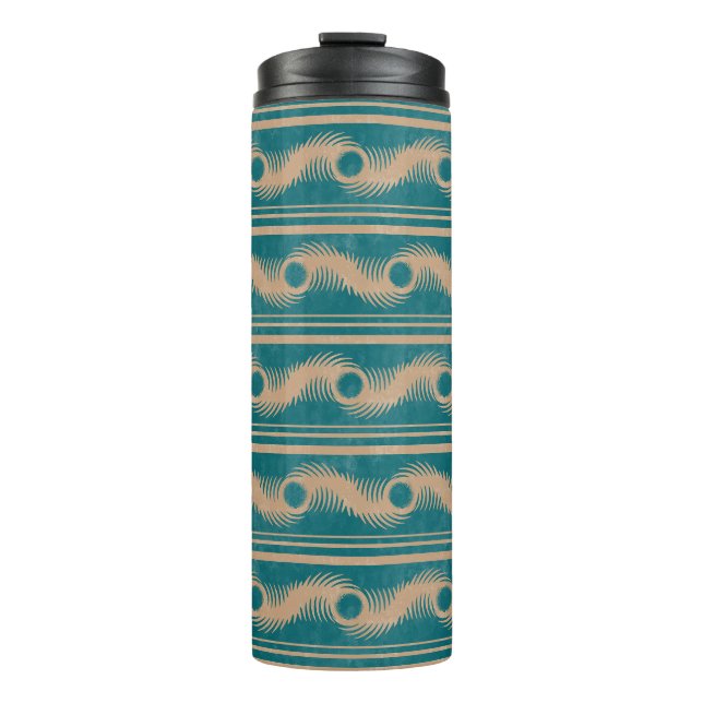 Bouteilles Isothermes Turquoise et Caramel Spiral Motif géométrique rayo (Devant)