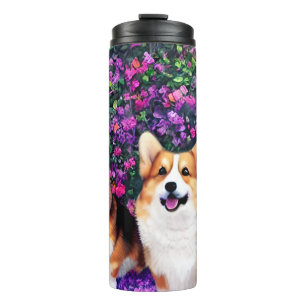 Bouteilles Isothermes Twin Corgis dans le jardin