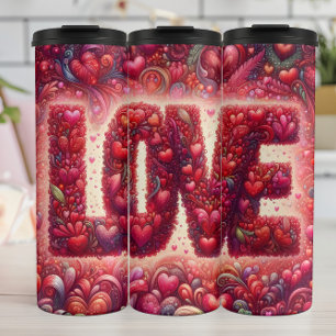 Bouteilles Isothermes Typographie d'amour à motif de cœur complexe