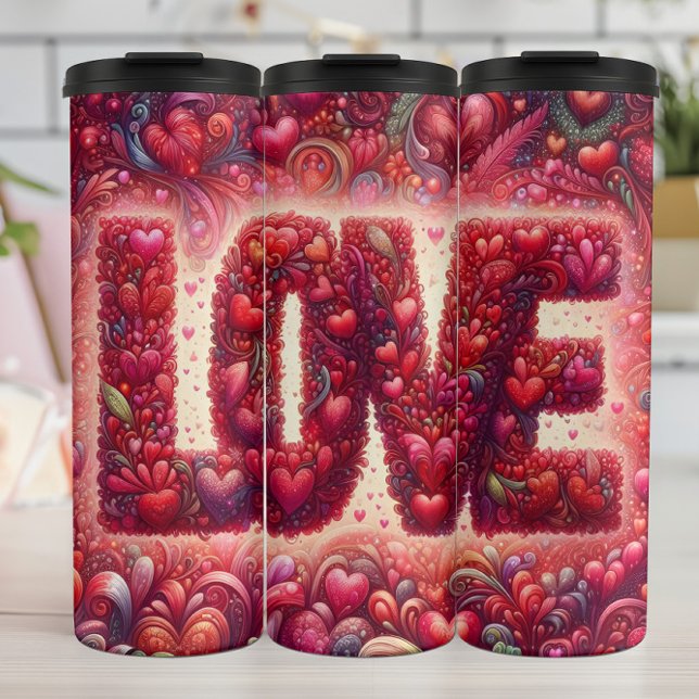 Bouteilles Isothermes Typographie d'amour à motif de cœur complexe (Créateur téléchargé)