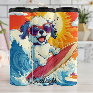 Bouteilles Isothermes Un chien surfant une grande vague