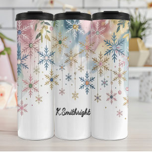 Bouteilles Isothermes Un collage de flocons de neige aquarelle