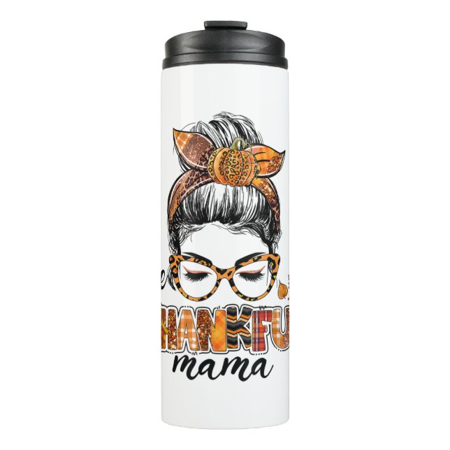 Bouteilles Isothermes Un Remerciant Mama Messy Bun Fall quitte l'automne (Devant)