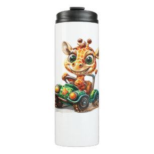 Bouteilles Isothermes Une Jolie Giraffe En Voiture Sur La Route, Avec Un