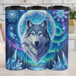 Bouteilles Isothermes Une tête de loup mystique sous une lune