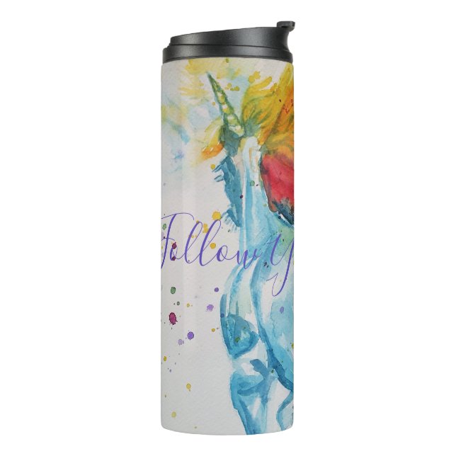 Bouteilles Isothermes Unicorn aquarelle peinture Rainbow Girls Cadeaux (Tourné sur la gauche)