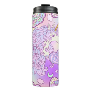 Bouteilles Isothermes Unicorne à crinière multicolore, arc-en-ciel pap