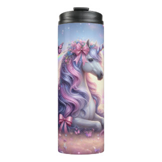 Bouteilles Isothermes Unicorne et papillons Imaginaire coquette rose