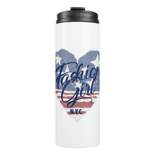 Bouteilles Isothermes USA Fashion girl, usa coeur flag nyc (Devant)