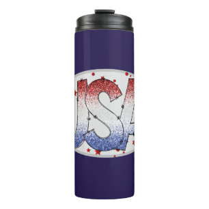 Bouteilles Isothermes USA Shimmer et Stars Word Art