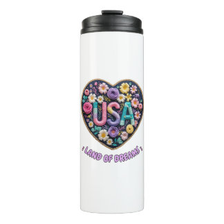 Bouteilles Isothermes USA Terre de Rêves Floral Art en broderie 3D
