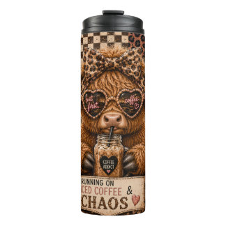 Bouteilles Isothermes Vache des Highlands portant des lunettes de soleil