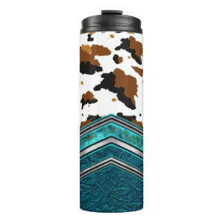 Bouteilles Isothermes Vachette Occidentale & Paruline en cuir Turquoise
