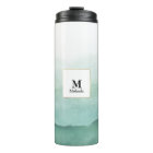 Vagues d'aquarelle verte Monogram Tumbler