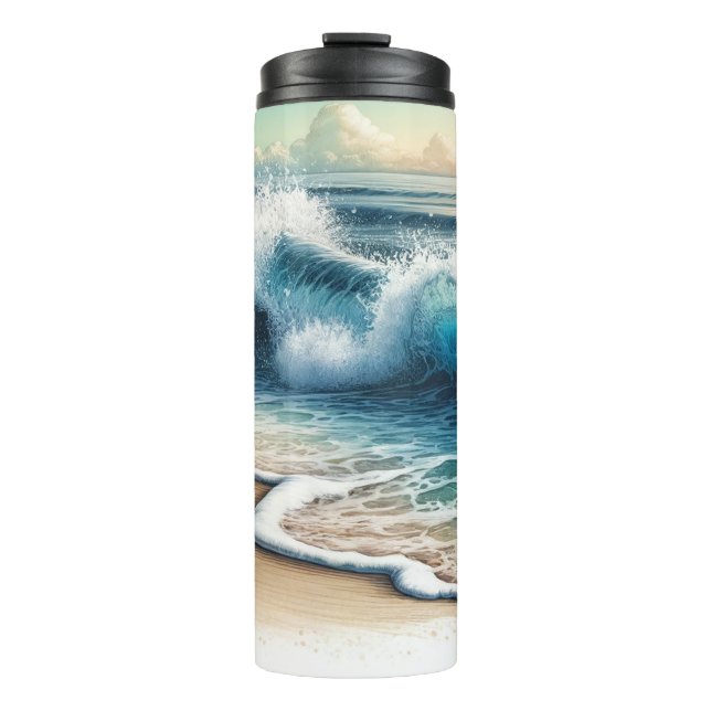Bouteilles Isothermes Vagues de l'océan déferlantes Plage côtière rustiq (Devant)