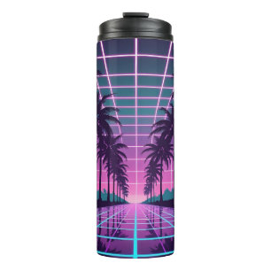 Bouteilles Isothermes Vaporwave 80s Neon Grid Synthwave Art Poster