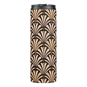 Bouteilles Isothermes Ventilateur Art déco, rose rose pâle sur noir