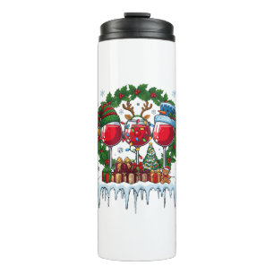 Bouteilles Isothermes Verres à vin rouge de Noël Couronne de houx Bonhom