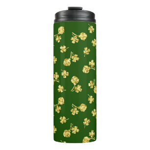 BOUTEILLES ISOTHERMES VERT AVEC PARTIES SCINTILLANT D'OR RESSORT SHAMROC