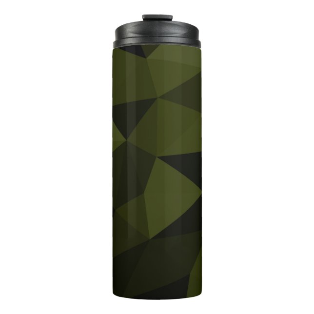 Bouteilles Isothermes Vert foncé de l'armée noir motif de maille géométr (Devant)
