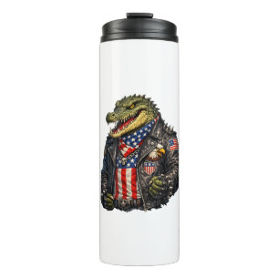 Bouteilles Isothermes Veste en cuir de motard d'alligator patriotique fé