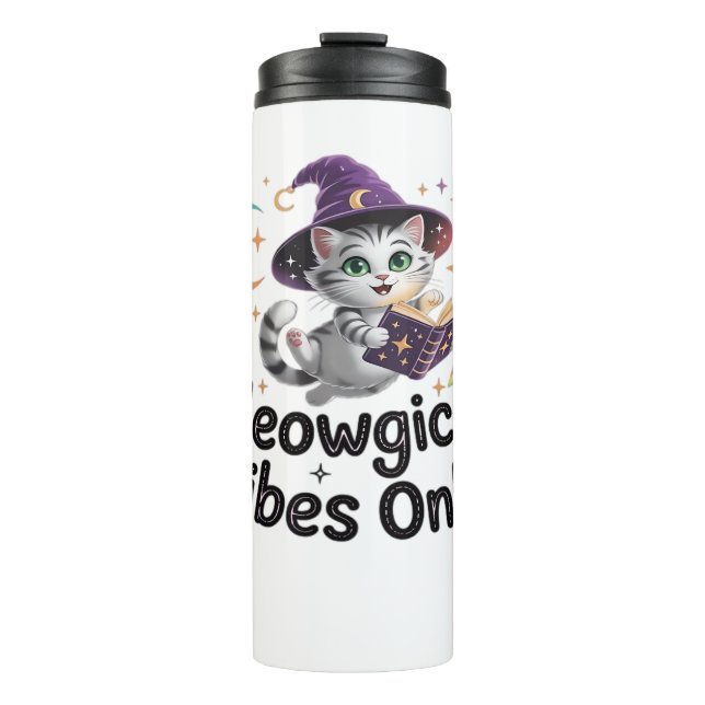 Bouteilles Isothermes Vibes Méowgiques Uniquement, Chat Kawaii Witch Flo (Devant)