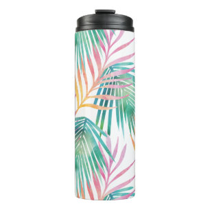 Bouteilles Isothermes Vibes tropicales Pink & Turquoise Watercolor Feuil