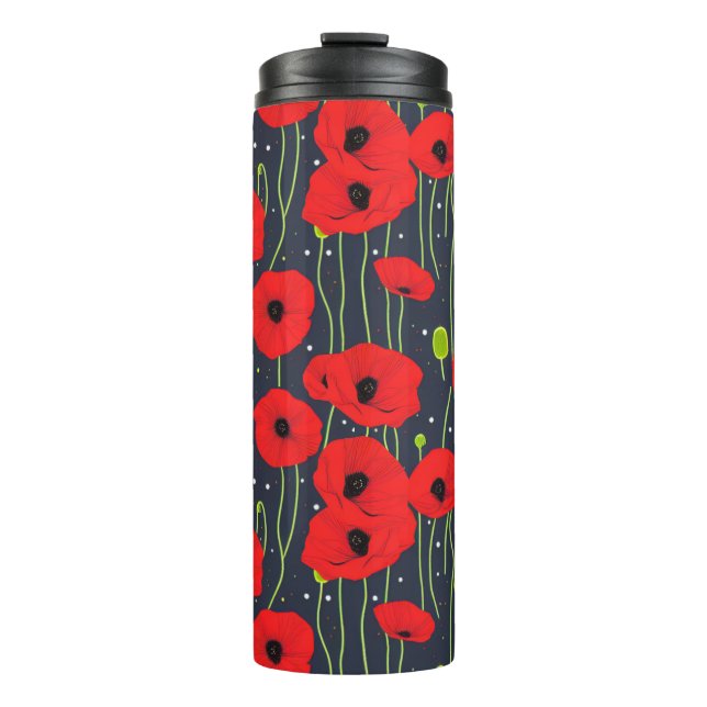 Bouteilles Isothermes Vibrant Modern Red Poppies Pattern Art (Devant)